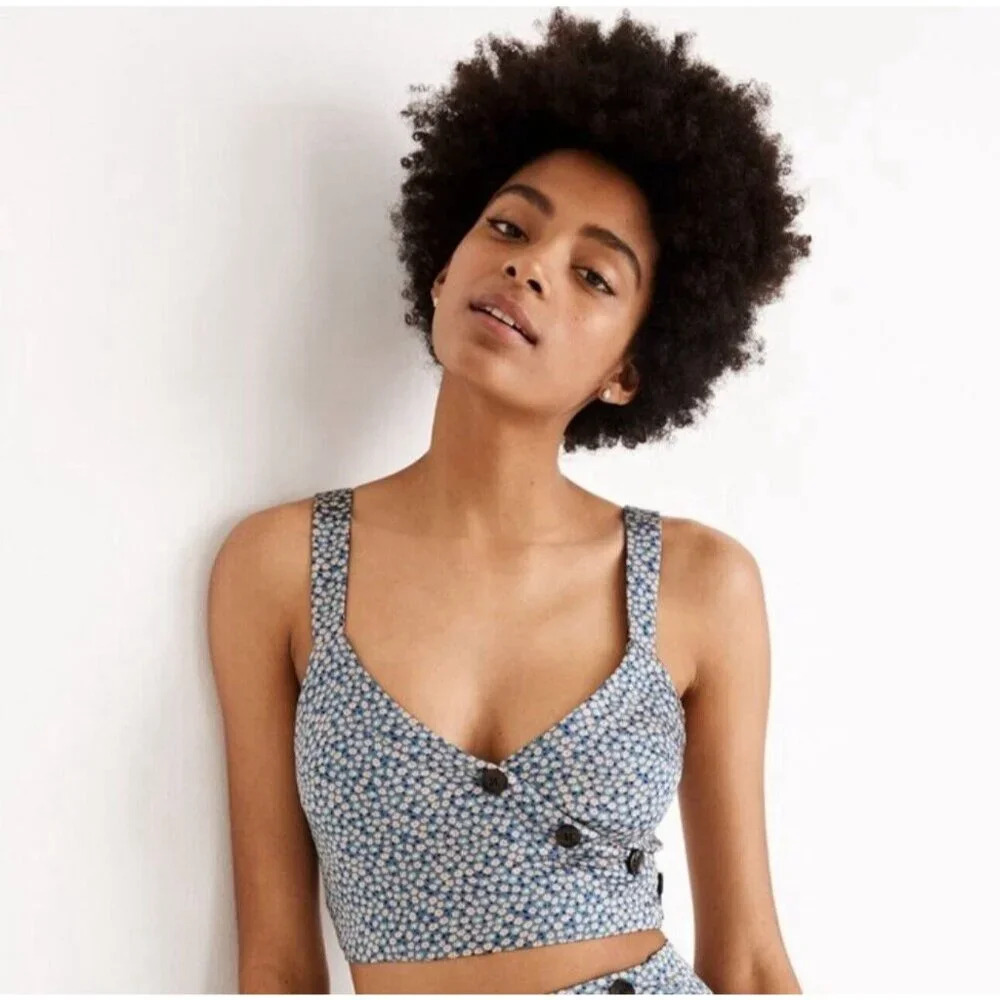 Madewell Women’s Button-Wrap Crop Tank in Bitsy Floral Size 4